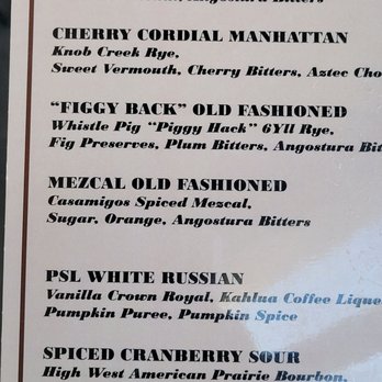 Bourbon & Boots - Part of their cocktail menu - Sports Bars Near Me - Albuquerque, New Mexico