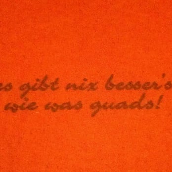 Zoiglwirtschaft d'Eisenbahn - Spruch auf der Rückseite der Speisenkarte - German Near Me - Vohenstrauß, BY