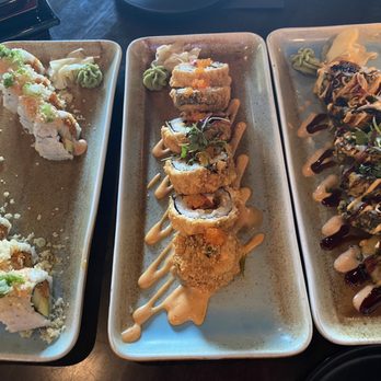 Nori - From left to right, Spicy Toona, Creamy Crunchy, & Volcano - Vegan Near Me - Austin, Texas Nori - From left to right, Spicy Toona, Creamy Crunchy, & Volcano - Vegan Near Me - Austin, Texas