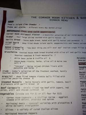 Menu photo 4 The Corner Room Portland, ME Menu photo 4 The Corner Room Portland, ME