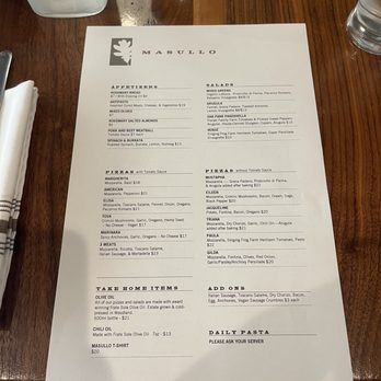 Masullo - Menu - Pizza Near Me - Sacramento, California