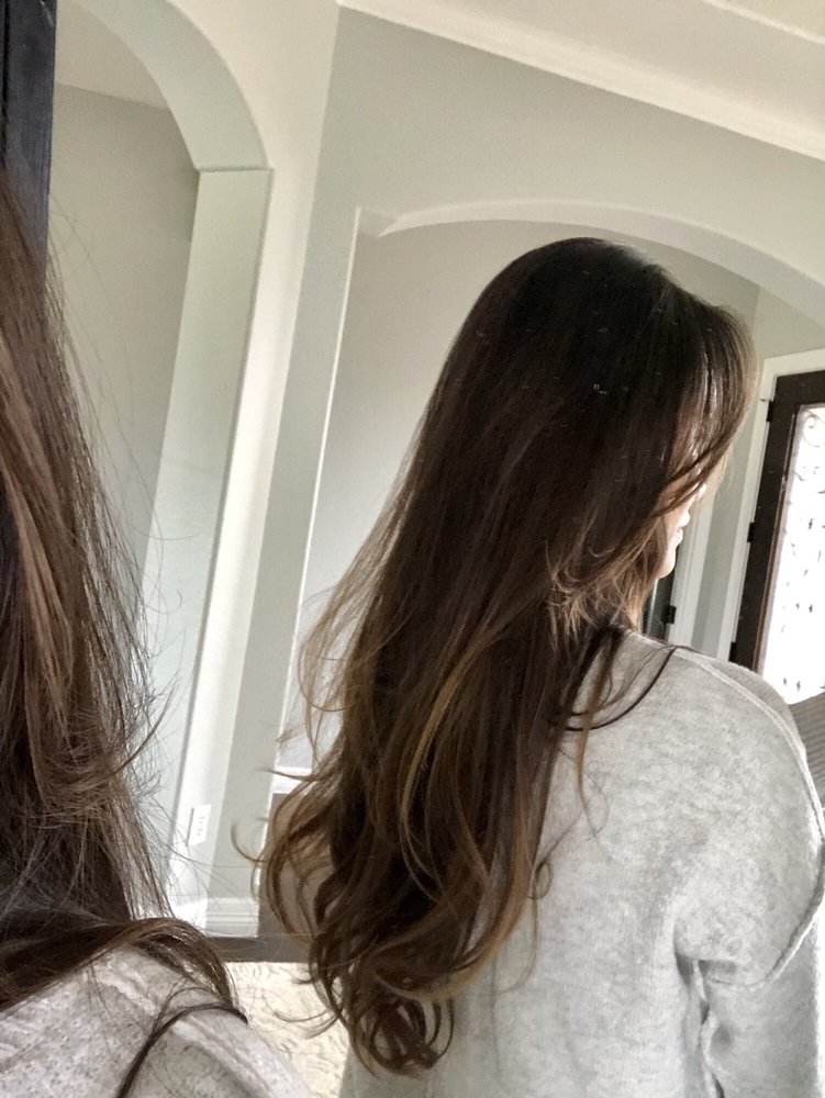 Long Layer Haircut With Round Brush Blow Dry Yelp