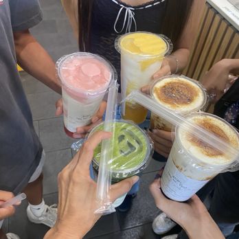 The Tea - Uji matcha latte, 2 brown sugar boba milk, strawberry stormy and mango stormy. - Coffee & Tea Near Me - Monterey Park, California The Tea - Uji matcha latte, 2 brown sugar boba milk, strawberry stormy and mango stormy. - Coffee & Tea Near Me - Monterey Park, California