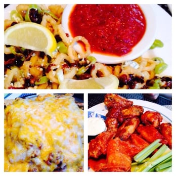 The Painted Pony Restaurant - Clockwise: Calamari, wings, Beef Nachos - New American Near Me - Bethlehem, Connecticut The Painted Pony Restaurant - Clockwise: Calamari, wings, Beef Nachos - New American Near Me - Bethlehem, Connecticut