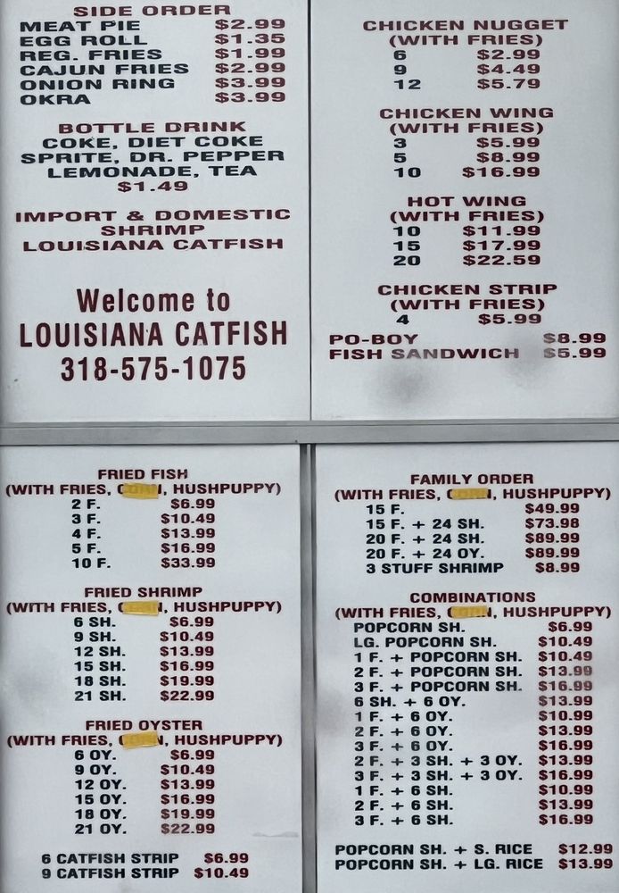 LOUISIANA CATFISH Updated August 2024 514 Washington Ave, Mansfield
