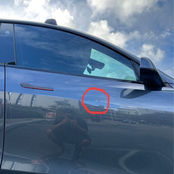 Auto Dent Removal - Before. Frustrating dent - Mobile Dent Repair Near Me - San Diego, California
