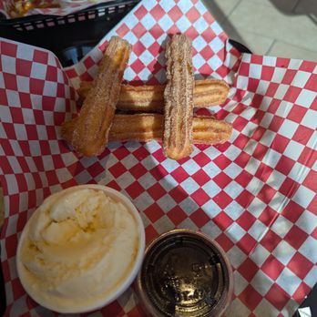 Lolis Tacos - Westshore - Churros with Chocolate Dipping Sauce and Vanilla Ice cream - Tacos Near Me - Tampa, Florida Lolis Tacos - Westshore - Churros with Chocolate Dipping Sauce and Vanilla Ice cream - Tacos Near Me - Tampa, Florida