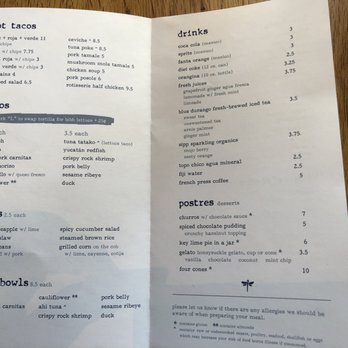 Bartaco Chastain Park - Snapshot of the menu . . . - Mexican Near Me - Atlanta, Georgia