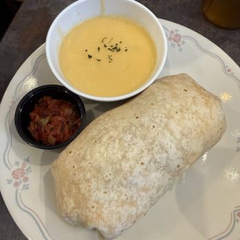 Marge's Diner - Breakfast burrito with cheese sauce on the side - Breakfast & Brunch Near Me - Fargo, North Dakota
