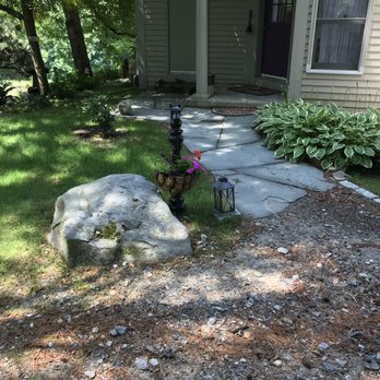 Granite State Landscaping and Stonework - Before this work was done, this looked like a lake. Rob came up with an excellent drainage solution. Very nice and effective. - Landscaping Near Me - Plymouth, New Hampshire Granite State Landscaping and Stonework - Before this work was done, this looked like a lake. Rob came up with an excellent drainage solution. Very nice and effective. - Landscaping Near Me - Plymouth, New Hampshire