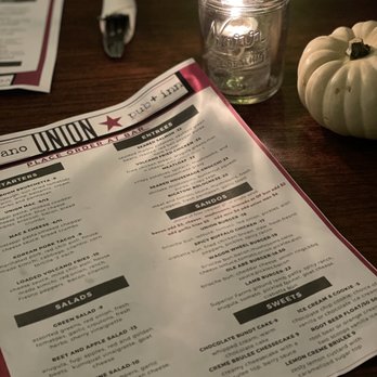 Volcano Union Inn + Pub - The menu and lovely high top setting - Bed & Breakfast Near Me - Volcano, California