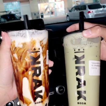 Krak Boba - 01. King Brulee & 02. Strawberry Matcha Latte - Coffee & Tea Near Me - Riverside, California