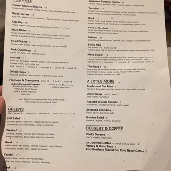 The Marq - Front of menu as of 12/28/2016 - New American Near Me - Chicago, Illinois The Marq - Front of menu as of 12/28/2016 - New American Near Me - Chicago, Illinois