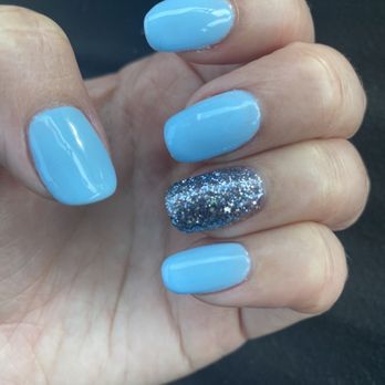 Silk Nails - Island Blue shellac nails - Nail Salons Near Me - Kingwood, Texas