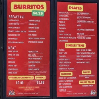 La Pops - Drive through menu - Mexican Near Me - Abilene, Texas