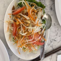 Green papaya salad.  (Try it with some peanut sauce). Amazing.