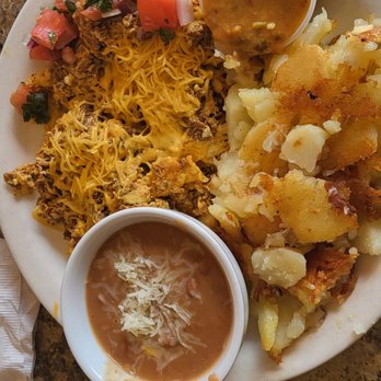 Carolyn's Cafe - This is my chorizo scrambler I added bean to give it a more mexican flavor. - Breakfast & Brunch Near Me - Redlands, California Carolyn's Cafe - This is my chorizo scrambler I added bean to give it a more mexican flavor. - Breakfast & Brunch Near Me - Redlands, California