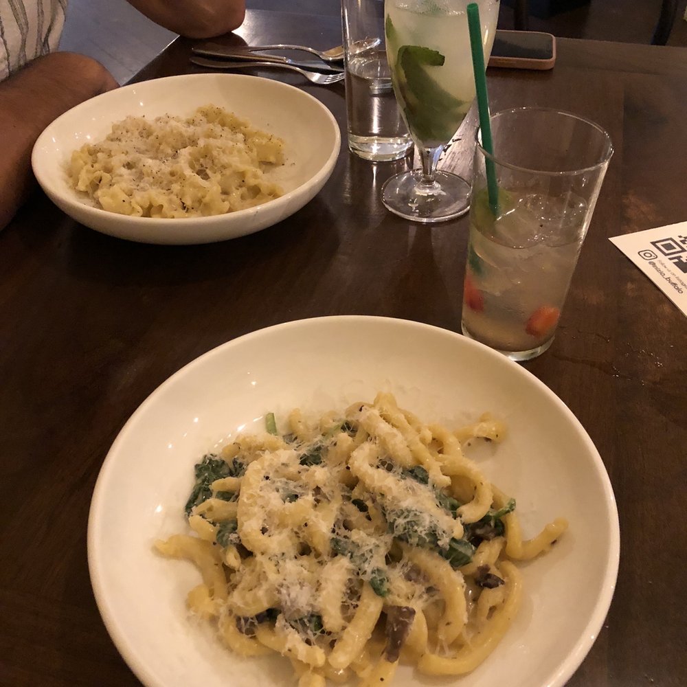 Inizio - The "mushroom" with no walnuts and the cacio el pepe (closest to furthest) - Italian Near Me - Buffalo, New York