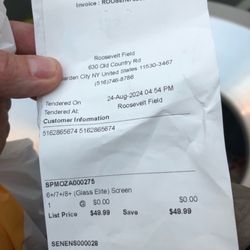 ZAGG Roosevelt Field - Receipt