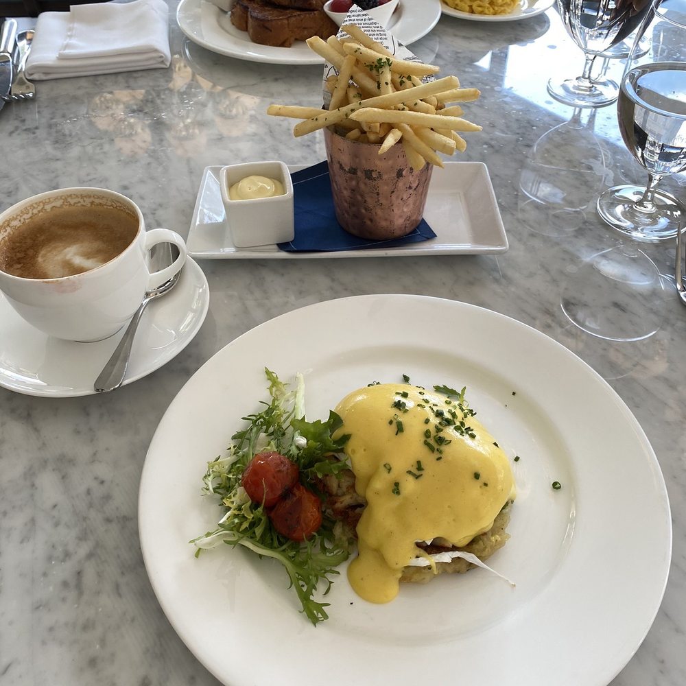 The Pembroke - Eggs Benedict, Potato Rosti, Hollandaise and Classic Brioche French Toast, Grand Marnier, Brown Sugar, Berries - New American Near Me - Washington, DC, District of Columbia
