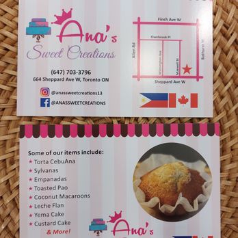 Ana's Sweet Creations - Details and Offerings - Bakeries Near Me - Toronto, Ontario
