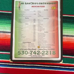 Mi Ranchito Restaurant - Menu