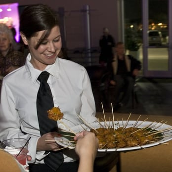 2 Dine 4 Fine Catering - Lindsey serving coconut shrimp skewers - Caterers Near Me - Austin, Texas 2 Dine 4 Fine Catering - Lindsey serving coconut shrimp skewers - Caterers Near Me - Austin, Texas