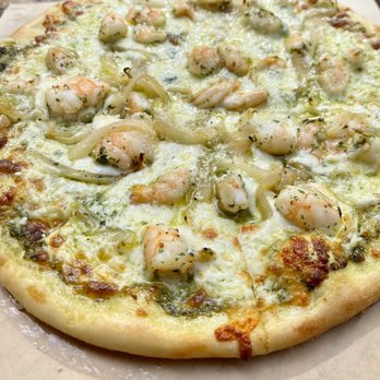 Mizza - Pesto Shrimp Pizza - Italian Near Me - Santa Barbara, California Mizza - Pesto Shrimp Pizza - Italian Near Me - Santa Barbara, California