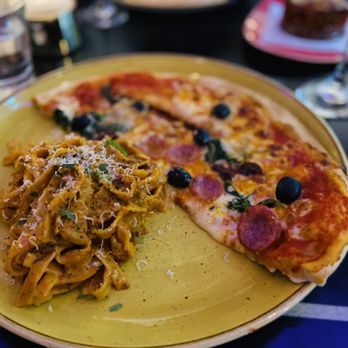 Vittoria - Tagliatelle Vittoria and N'duja Pizza - Italian Near Me - Edinburgh, EDH