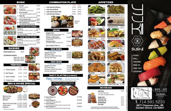 Yuki＊ページ Yuki Sushi, 9877 Chapman Ave, Ste E, Garden Grove, CA 92841