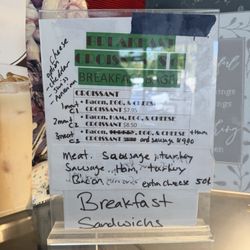 Breakfast menu
