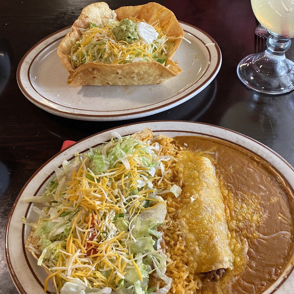 La Fiesta - Taco Salad and Combination Plate (enchilada, tostada, and Taco. - Mexican Near Me - Ely, Nevada La Fiesta - Taco Salad and Combination Plate (enchilada, tostada, and Taco. - Mexican Near Me - Ely, Nevada