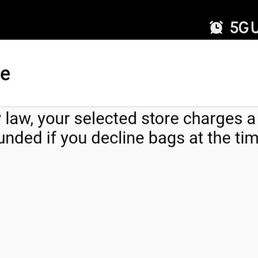 Online order bag fee policy screenshot Online order bag fee policy screenshot