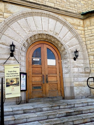 Photo of DuPage County Historical Museum - Wheaton, IL, US. Door on the outside of museum