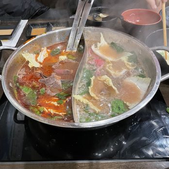 Shabu Shack - Spicy sichuan medium (left) Tonkotsu (right) - Japanese Near Me - Elk Grove, California