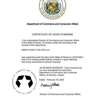 Innerpeace Thai Massage - Business registration verification - Massage Near Me - Honolulu, Hawaii Innerpeace Thai Massage - Business registration verification - Massage Near Me - Honolulu, Hawaii
