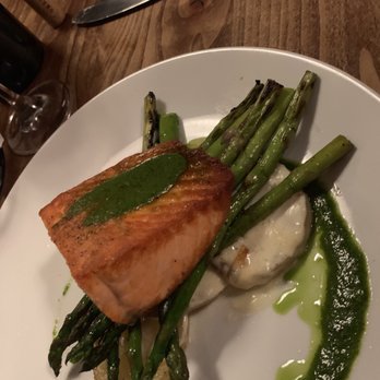 Risibisi - Fish of the day- Salmon with Scalloped Potatoes and Asparagus - Italian Near Me - Petaluma, California Risibisi - Fish of the day- Salmon with Scalloped Potatoes and Asparagus - Italian Near Me - Petaluma, California