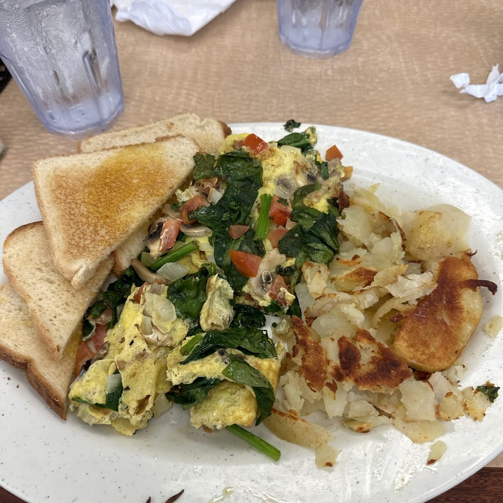 Roy's Breakfast and Lunch - Spinach Spinach and Mushroom Omelete. Delicious! Hot and full of veggies. Rolled like a crepe. - Breakfast & Brunch Near Me - Cypress, Texas Roy's Breakfast and Lunch - Spinach Spinach and Mushroom Omelete. Delicious! Hot and full of veggies. Rolled like a crepe. - Breakfast & Brunch Near Me - Cypress, Texas