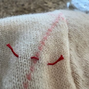 Wonder Weaver - 3 - The yarn marks where the holes used to be - Sewing & Alterations Near Me - San Diego, California Wonder Weaver - 3 - The yarn marks where the holes used to be - Sewing & Alterations Near Me - San Diego, California