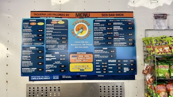 Menu photo 1 Taqueria Las Palomas Damascus, OR Menu photo 1 Taqueria Las Palomas Damascus, OR