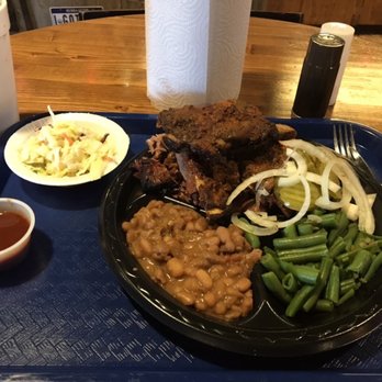 Hoegemeyer's Barbeque Barn - Not a great pic, the brisket and sausage are under the ribs - Barbeque Near Me - Corpus Christi, Texas