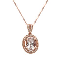 The Little Jewel - 14K Rose Gold Morganite and Diamond Pendant and Necklace by Bassali