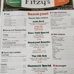 the menu of the restaurant