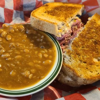 Barnsider Barbeque Restaurant - Reuben w/ side of baked beans. - Barbeque Near Me - Lake George, New York