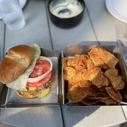 Danny Boy Beer Works - Burger and "fries". Yes they called these fries.