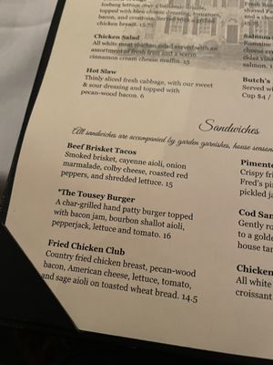 Menu photo 3 Tousey House Tavern Burlington, KY