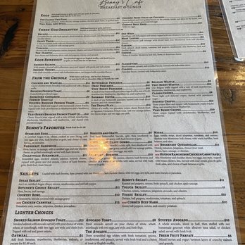 Benny’s Café Breakfast and Lunch - Other side of menu - Cafes Near Me - Colleyville, Texas