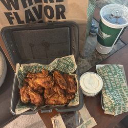 Wingstop - Atomic traditional 10 Wings Veggie Sticks Triple Chocolate Chunk Brownie and Blue cheese paired