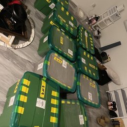 9 storage bins, labeled clearly and on each side