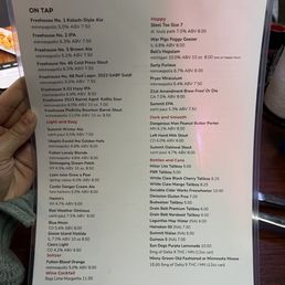Drink menu Drink menu